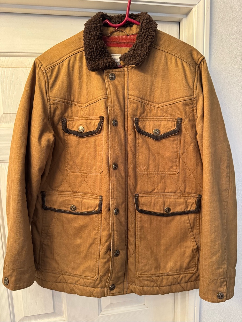 Men's Quilted Field Jacket with Sherpa Collar - Tan